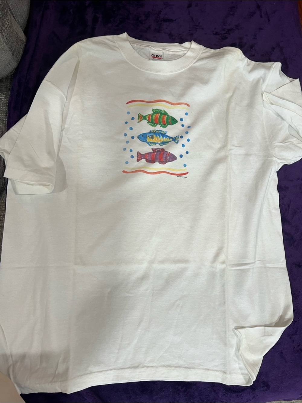 Vintage 90 anvil t shirt with fish pictured on the front